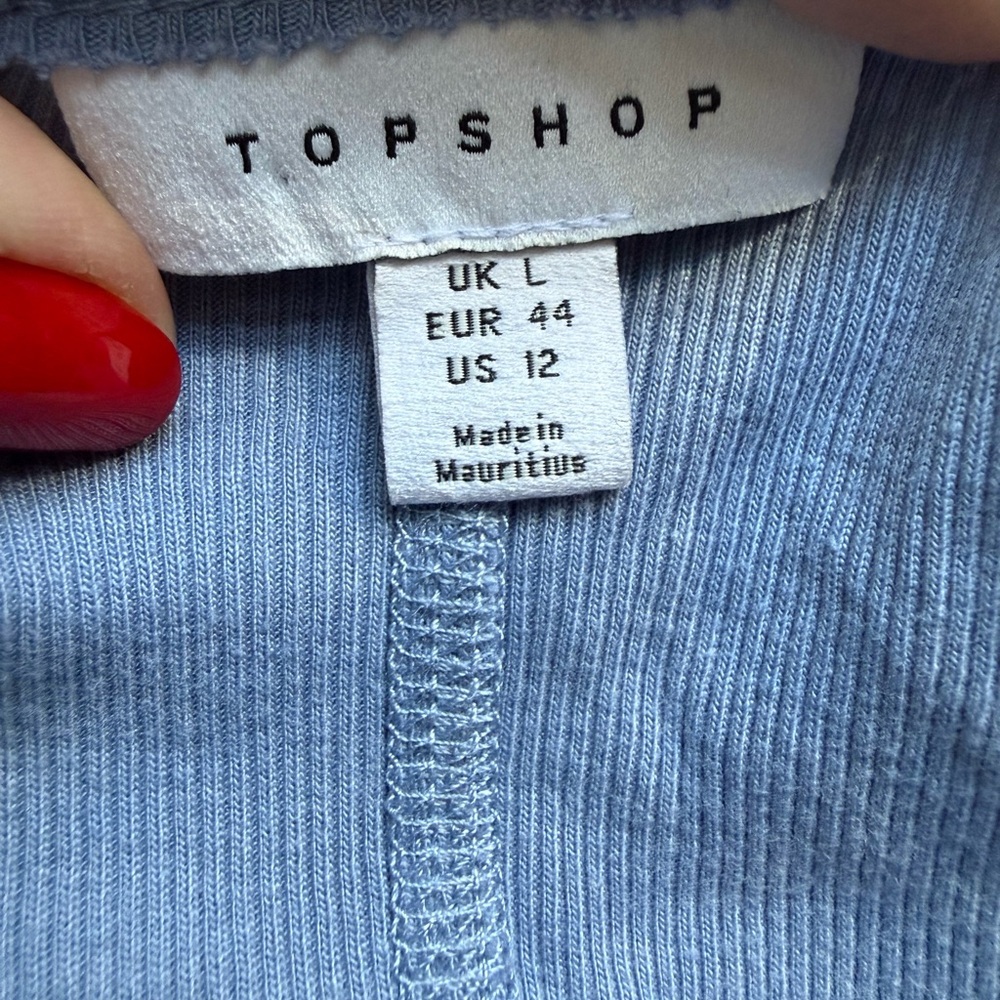 Topshop Ribbed Racerback Tank Dusty Blue Size L - Picture 4 of 4